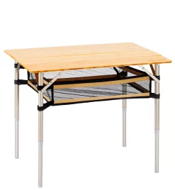 CAMPZ Bamboe Tafel 80x60x65cm Met Opbergnet, Bruin