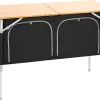 CAMPZ Bamboe Tafel 120x50x80cm Met Opbergplank, Bruin/zwart