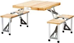 CAMPZ Iwaki Picnic Table Set Fir Wood, Bruin/grijs