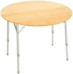 CAMPZ Ronde Bamboe Tafel 90x46/70cm, Bruin/grijs