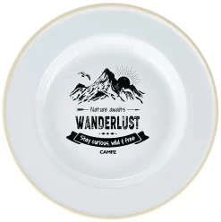 CAMPZ Wanderlust Geëmailleerde Platte Plaat, Groen/wit