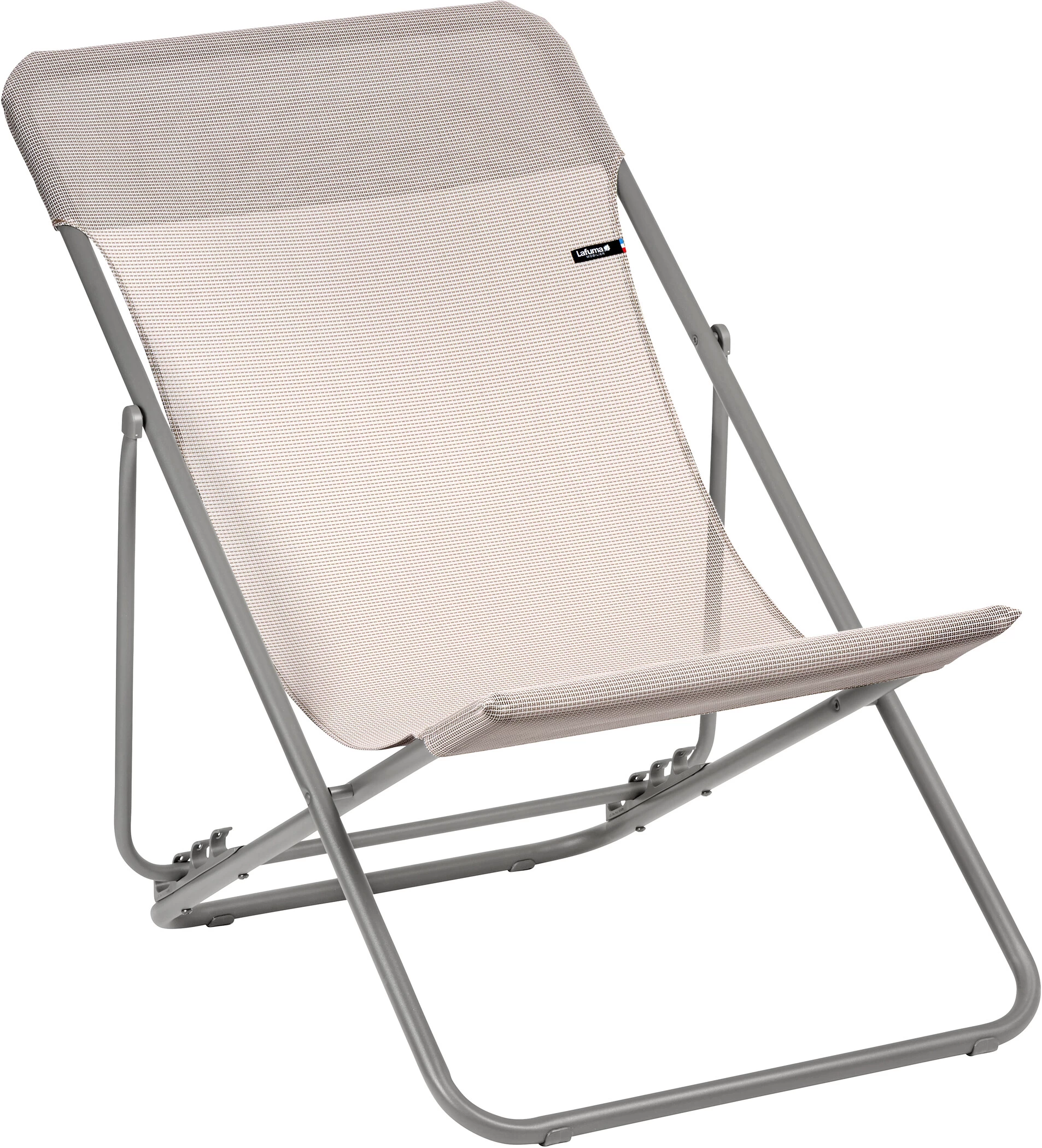 Lafuma Mobilier Maxi Transat Klapstoel Met Cannage Phifertex, Roze/grijs 1 Lafuma Mobilier Maxi Transat Klapstoel Met Cannage Phifertex, Roze/grijs