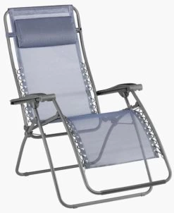 Lafuma Mobilier RSXA Relax Stoel Met Cannage Phifertex, Blauw/grijs
