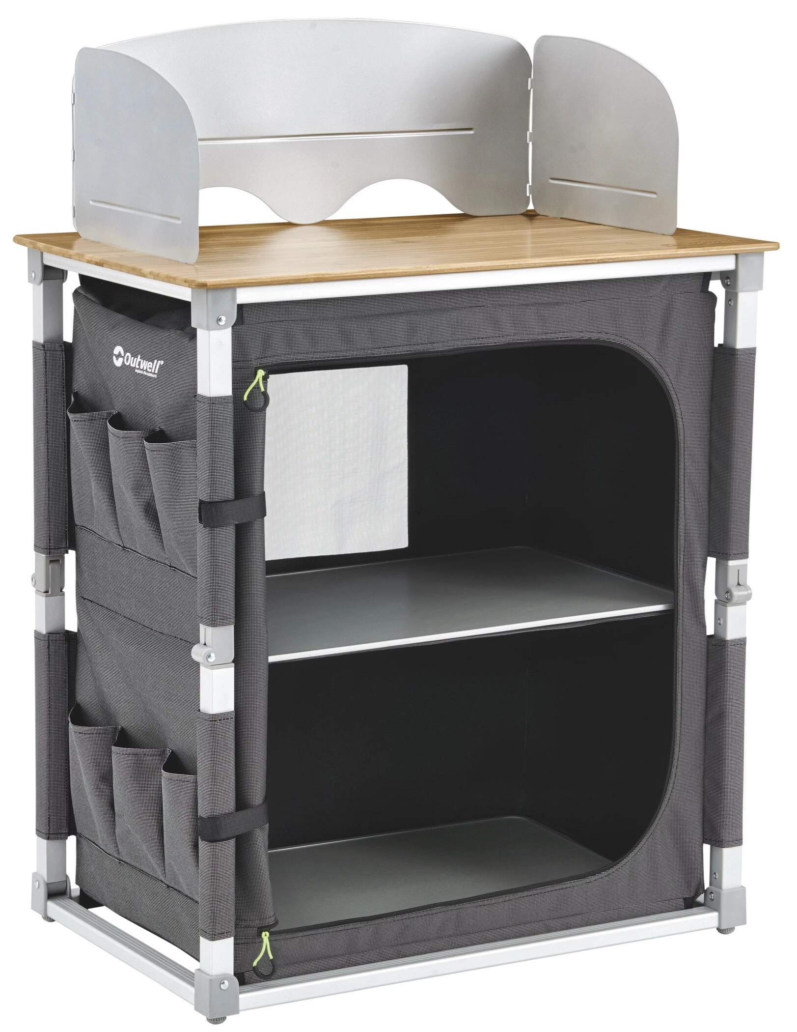 Outwell Padres Keukentafel Met Bamboe Tafelblad, Zwart/bruin